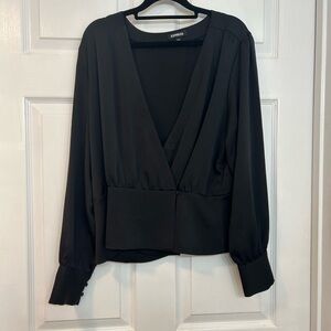 Express Deep V-Neck Black Blouse